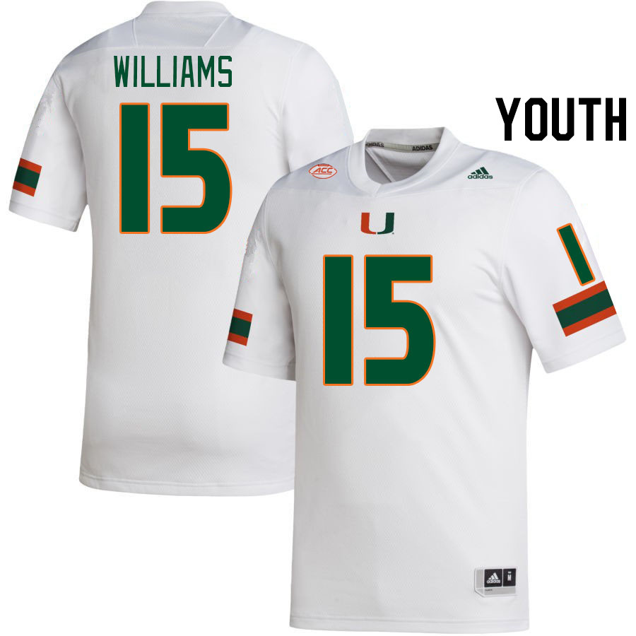 Youth #15 Markeith Williams Miami Hurricanes College Football Jerseys Stitched-White